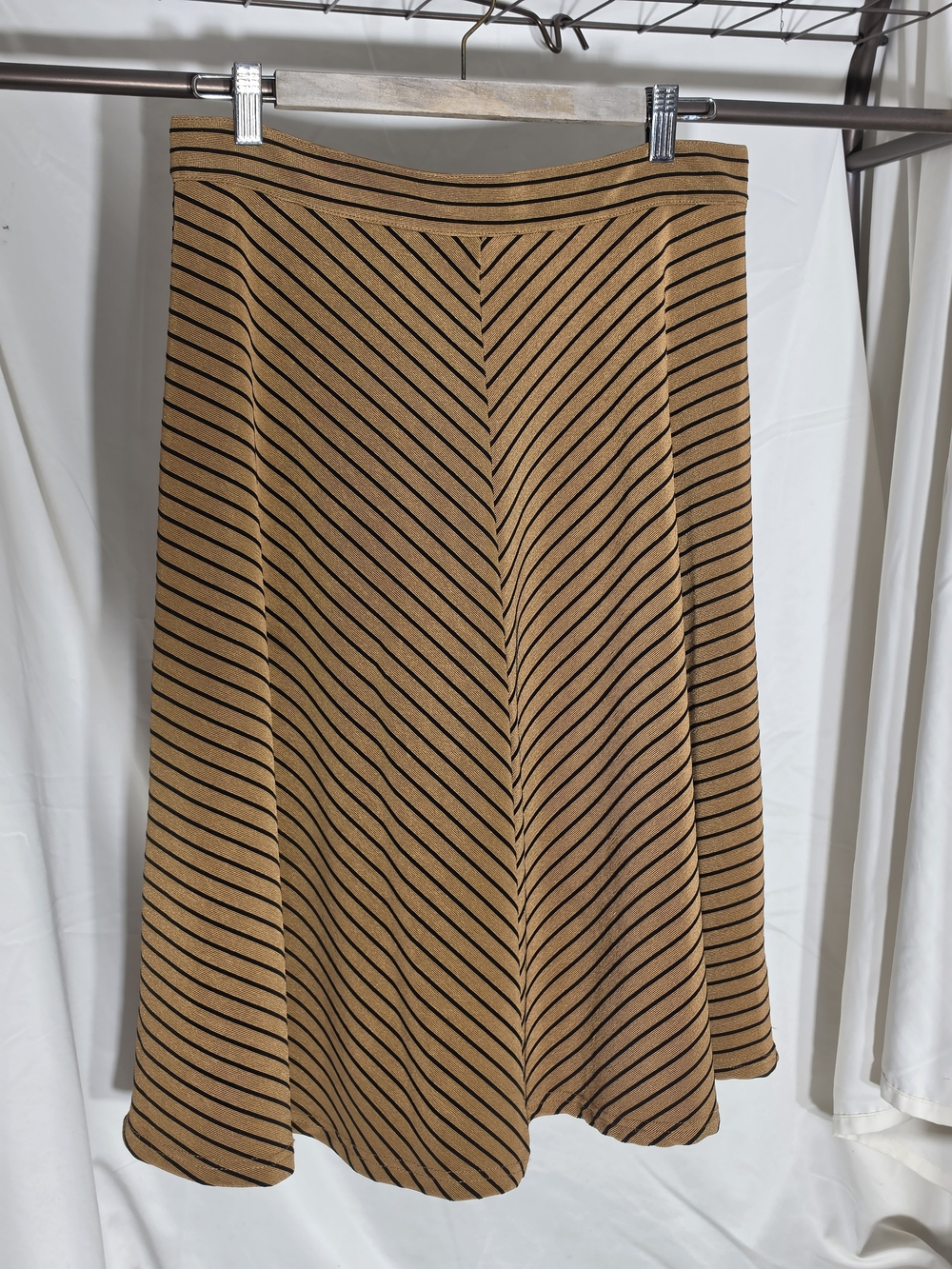 Ya Los Angeles Camel and Black Striped Circle Skirt